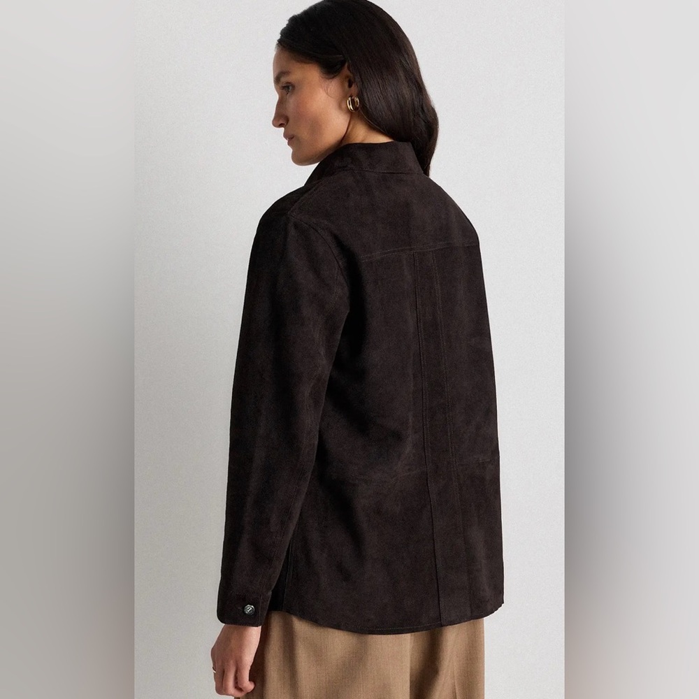 New Quince Black Suede Leather Chore Jacket SZ Large - Picture 4 of 12